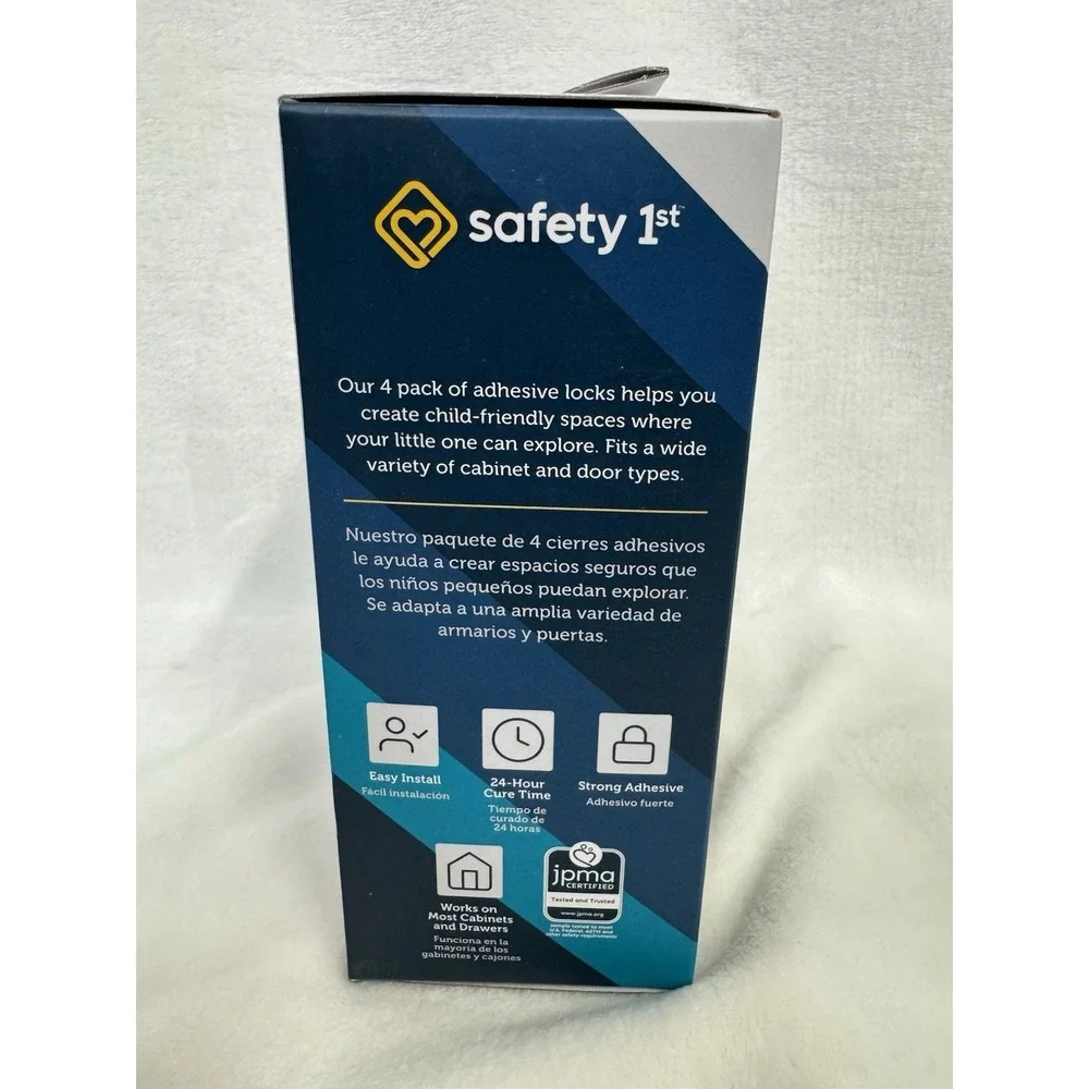 Safety 1st Adhesive Cabinet Safety Latch - 4 Pack White
